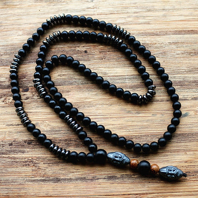 muslim mens black necklace beads tribal