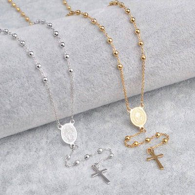 Stainless steel on sale rosary necklace
