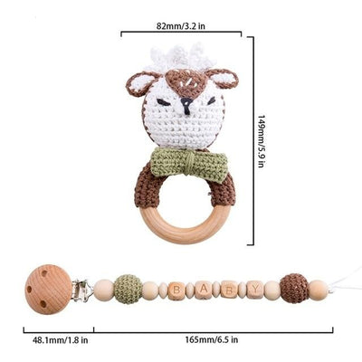 crochet christmas deer theme bracelet handmade personalized pacifier clip teether