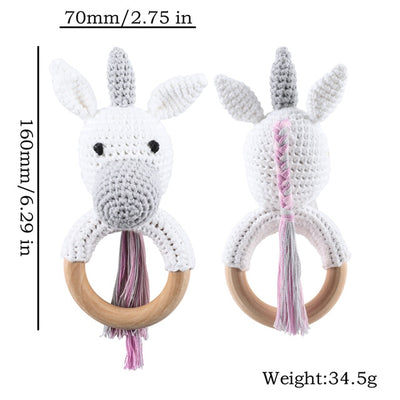 CREATEME™ Crochet Newborn Pacifier Clip + Baby Rattle + Bracelet