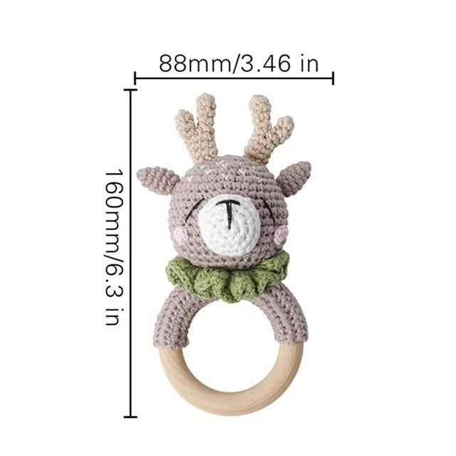 crochet deer handmade personalized pacifier clip teether