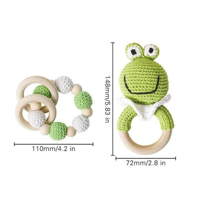 crochet frog bracelet handmade personalized pacifier clip teether