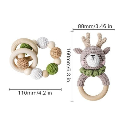 crochet woodland nordic theme deer baby gear bracelet handmade personalized pacifier clip teether