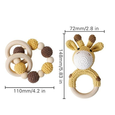 crochet giraffe bracelet handmade personalized pacifier clip teether