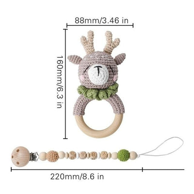 crochet deer  bracelet handmade personalized pacifier clip teether
