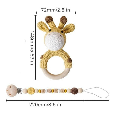 crochet giraffe bracelet handmade personalized pacifier clip teether