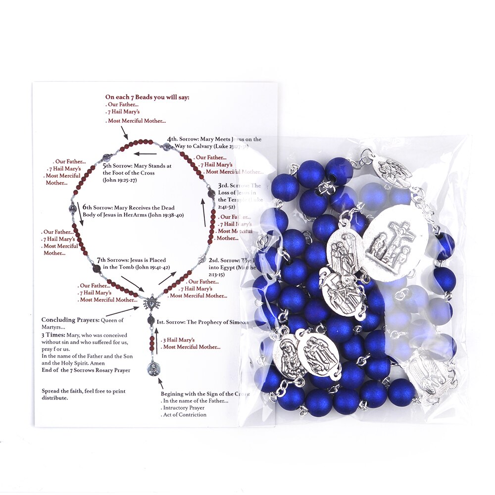 seven sorrows rosary.blue beads rosary.catholic rosary. - winfinity brands - free shipping world wide