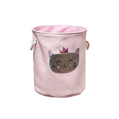 little girl storage bins cat sparkly pink and white
