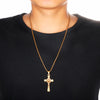 mens modern gold or silver jesus catholic crucifix necklace and chain, winfinity brands - free shipping