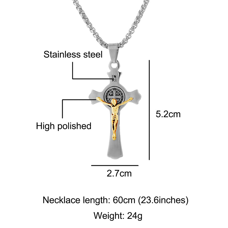 Catholic Men's INRI Jesus Cross Necklace