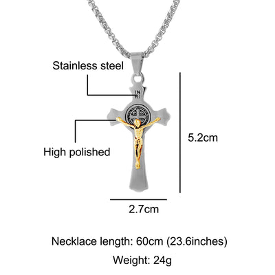 Catholic Men's INRI Jesus Cross Necklace