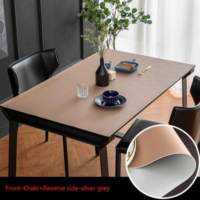vegan leather table protector khaki brown and grey color - winfinity brands