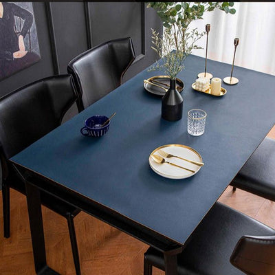 vegan leather table protector dark blue color - winfinity brands