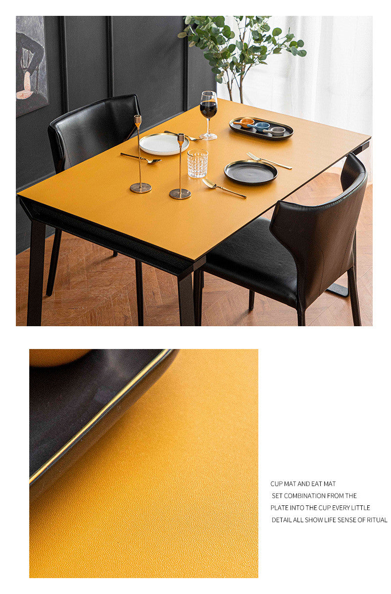 Vegan Leather Table Protector Dual Sided Leather Look Tablecloth
