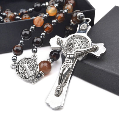 st benedict rosary. Stone Beads. St Benedict Rosary stone beads.black agate.- winfinity brands - free shipping world wide