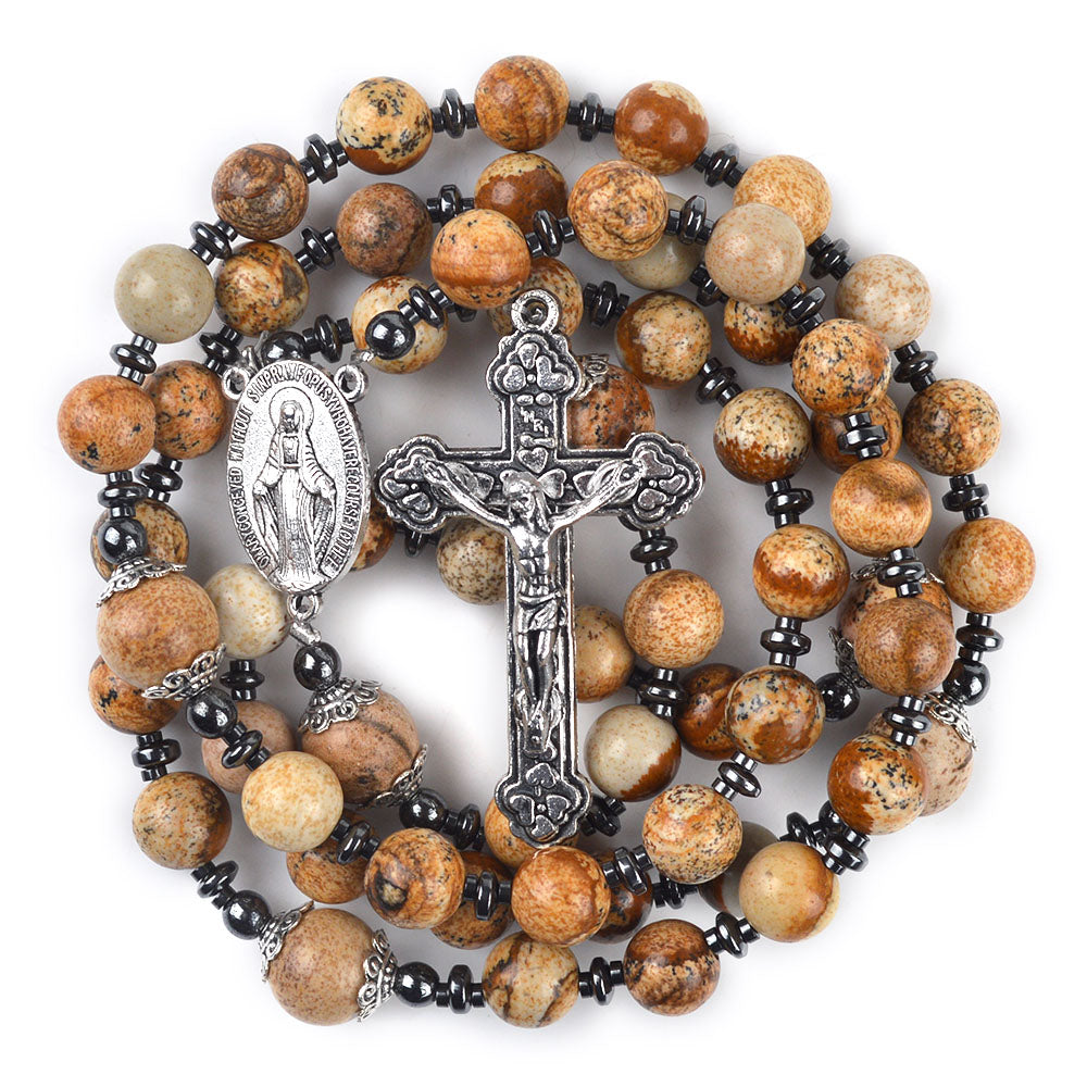 natural stone beaded rosary.mary pendant rosary.jesus christ catholic accessories. - winfinity brands - free shipping world wide