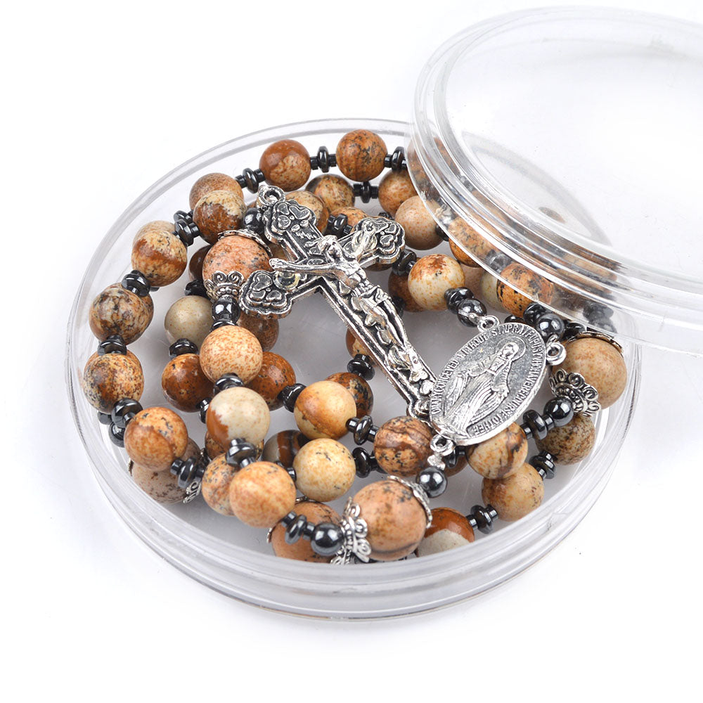 natural stone beaded rosary.mary pendant rosary.jesus christ catholic accessories. - winfinity brands - free shipping world wide