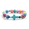 colorful catholic barcelt for women - catholic polymer clay bracelet stretchy - winfinity brands