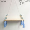 light blue kids shelf hanging wood and silicone beads, baby room nursery decor for walls
