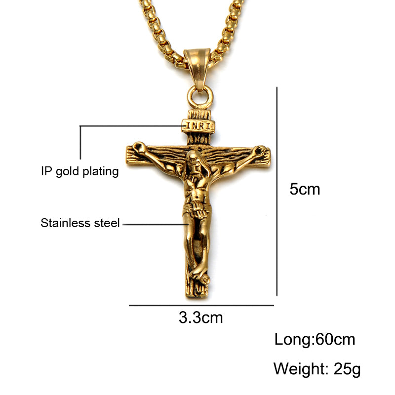 Men's 925 Sterling Silver Cross Crucifix Pendant Catholic Necklace 24 Chain  | eBay
