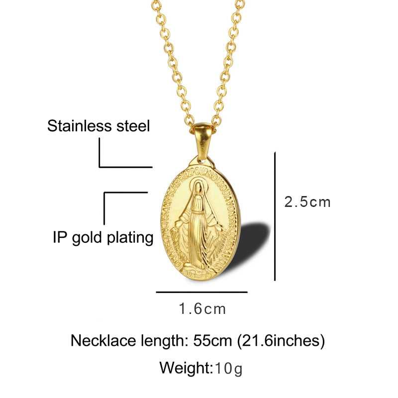 our lady of guadalupe, virgin mary necklace gold, virgin mary necklace silver color - winfinity brands catholic jewellery, modern christian jewelry, modern catholic gifts