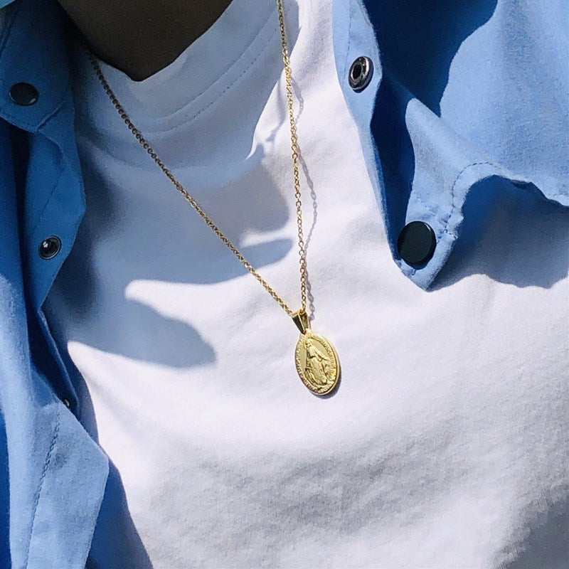 our lady of guadalupe, virgin mary necklace gold, virgin mary necklace silver color - winfinity brands catholic jewellery, modern christian jewelry, modern catholic gifts