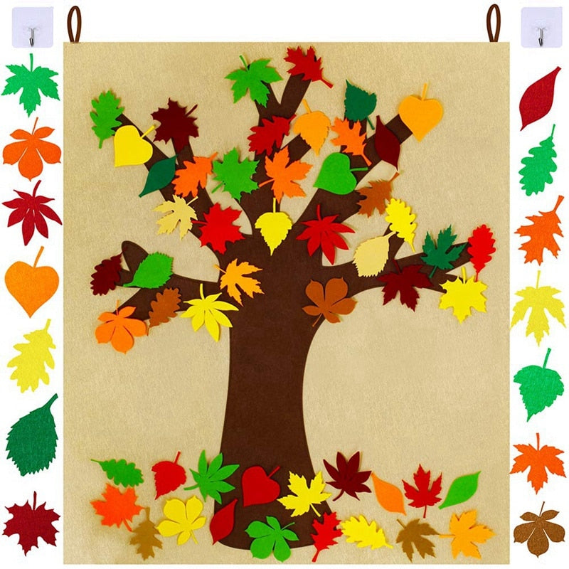 autumn felt craft tree for kids, fall tree decorate for toddlers, winfinity brands - free shipping 