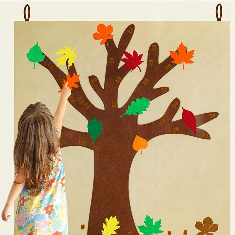autumn felt craft tree for kids, fall tree decorate for toddlers, winfinity brands - free shipping