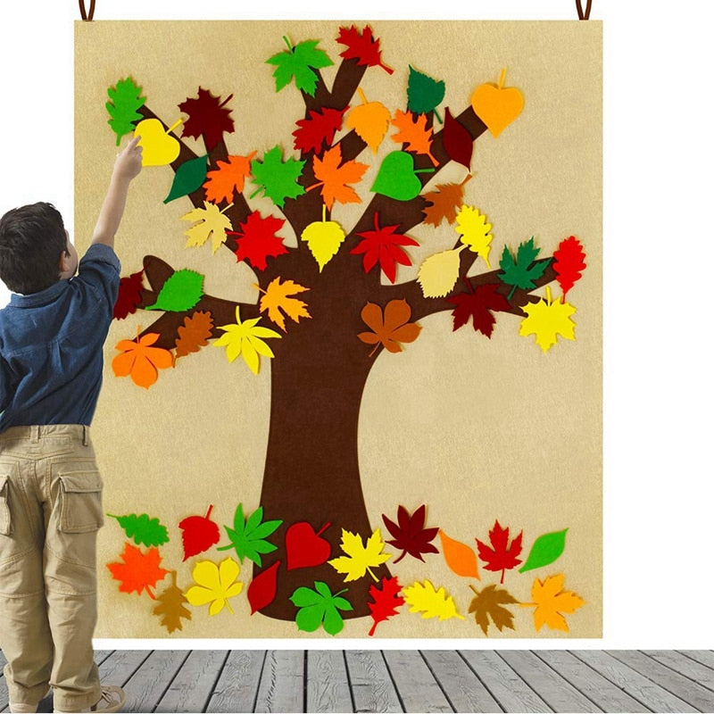 autumn felt craft tree for kids, fall tree decorate for toddlers, winfinity brands - free shipping