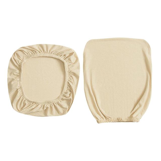 2 piece office computer chair slip cover in cream color