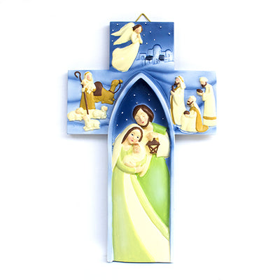 Jesus is Born Crucifix - Colorful Children's Wall Cross