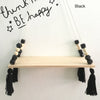 black kids shelf hanging wood and silicone beads, baby room nursery decor for walls