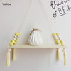 yellow kids shelf hanging wood and silicone beads, baby room nursery decor for walls