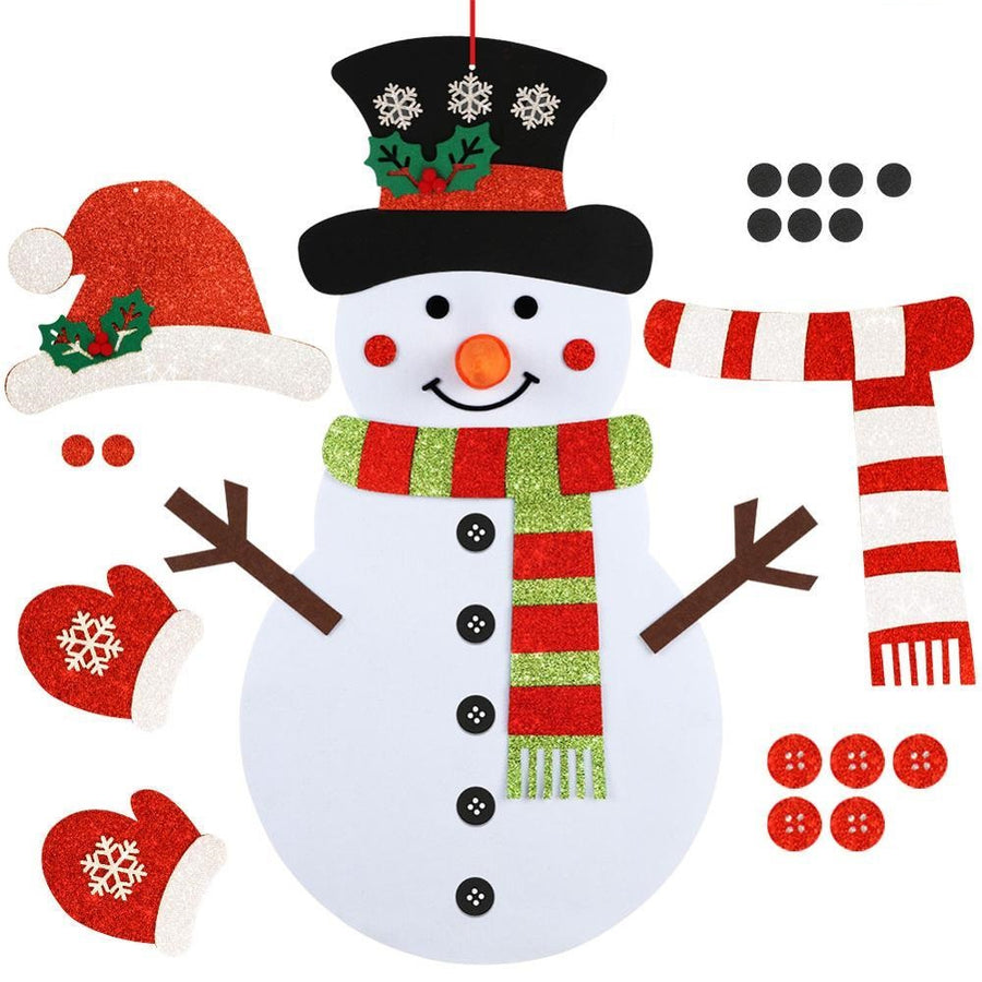 shimmery snowman felt activity with Velcro for kids 