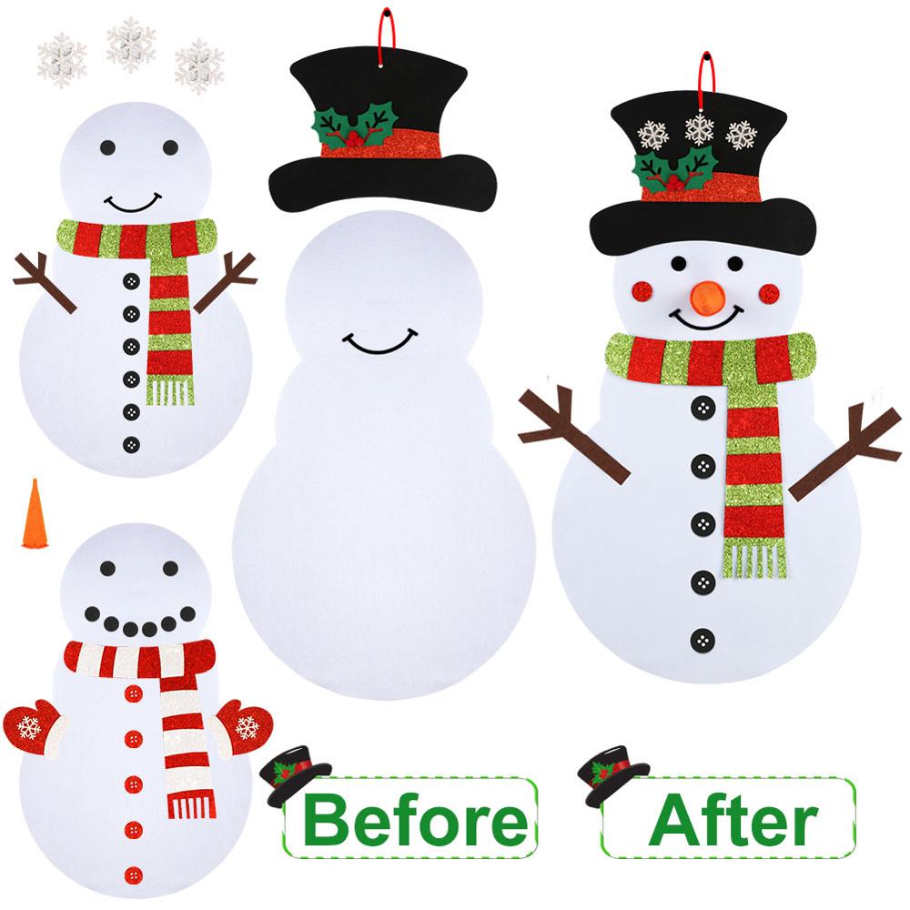 shimmery snowman felt activity with Velcro for kids