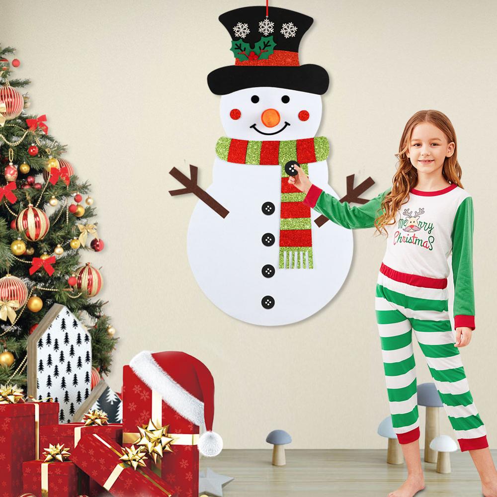 shimmery snowman felt activity with Velcro for kids