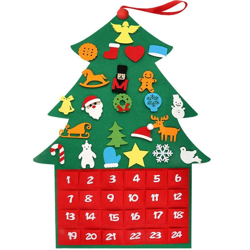 CREATEME™ Felt Advent Calendar Christmas Tree - 24 Decorations Included