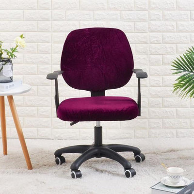velvet office chair cover , 2 piece office chair cover in purple