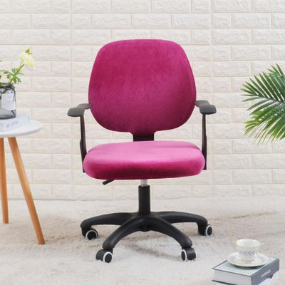 velvet office chair cover , 2 piece office chair cover fuchsia color