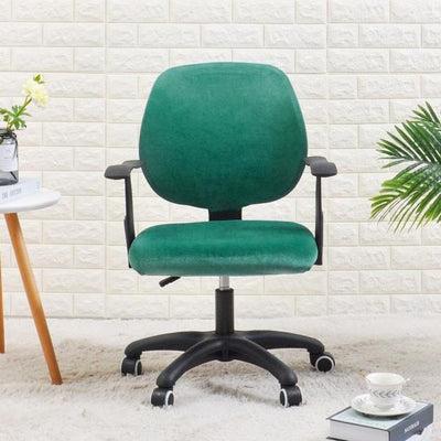 velvet office chair cover , 2 piece office chair cover in green mint color