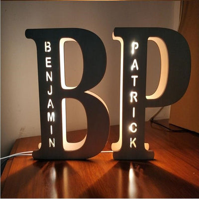 personalized name initial letter light for baby or kids room