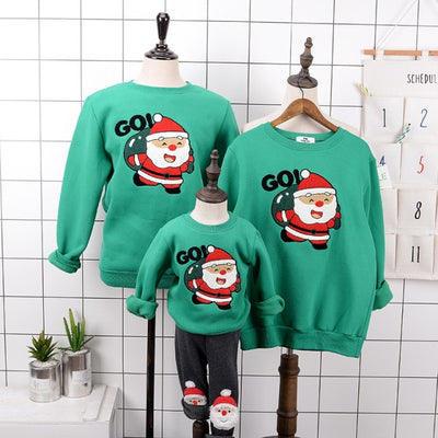 family christmas sweaters matching - funny christmas sweaters for family , santa go on green sweater
