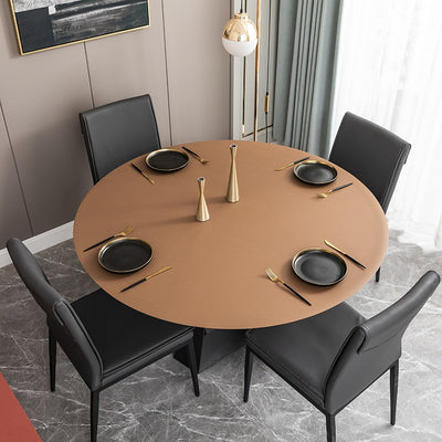 circle leather table placemat round large brown color