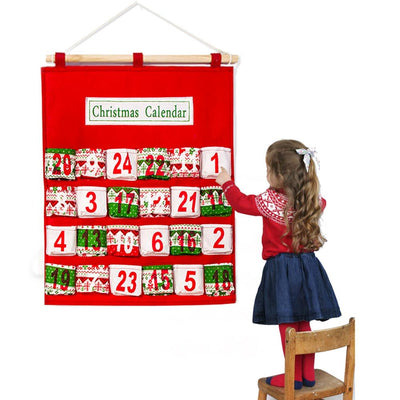 Christmas calendar, advent countdown caledar with pockets for christmas child and family