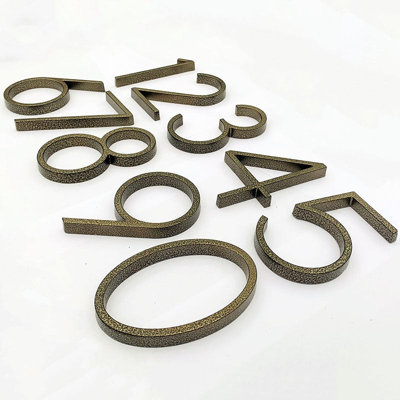 aged finish, leopard finish house numbers floating design , numbers 0 1 2 3 4 5 6 7 8 9