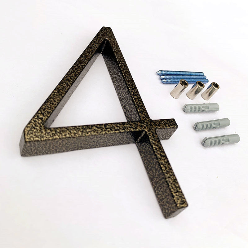 aged finish, leopard finish house numbers floating design number 4