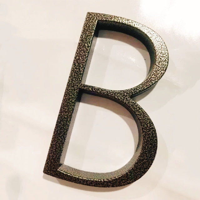 aged finish, leopard finish house numbers floating design , letter B address sign