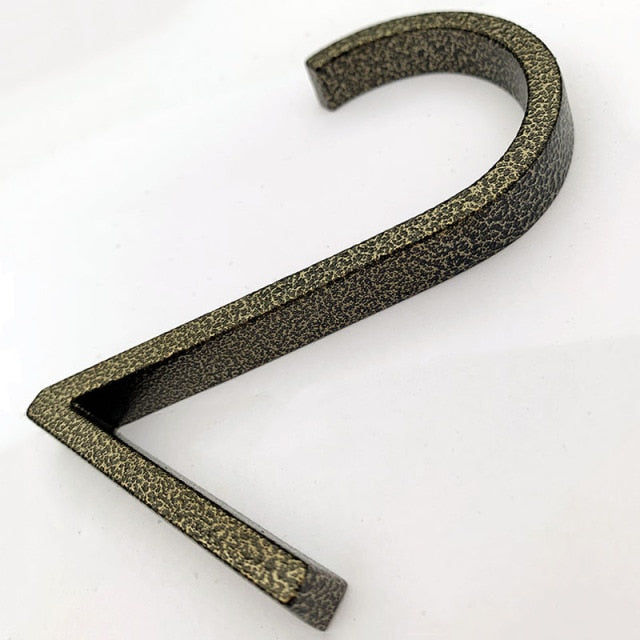 aged finish, leopard finish house numbers floating design  number 2 two