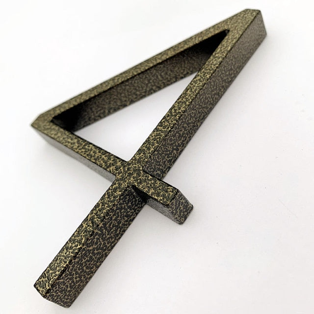 aged finish, leopard finish house numbers floating design  number 4 four