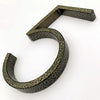 aged finish, leopard finish house numbers floating design  number 5 five